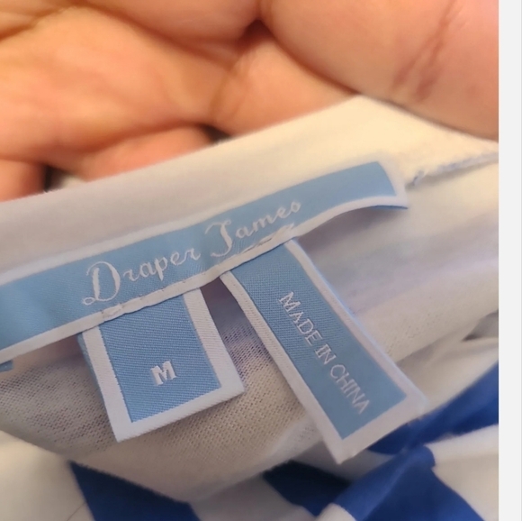 Draper James Blue & White T-shirt Top Striped Howdy Tee Size Medium - Picture 4 of 7